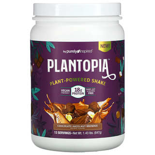 Purely Inspired, Plantopia, Shake à Base de Plantas, Brownie de Chocolate e Avelã, 647 g (1,43 lbs)