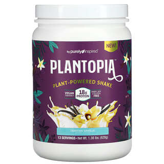 Purely Inspired, Plantopia, растительный коктейль, таитянская ваниль, 628 г (1,38 фунта)
