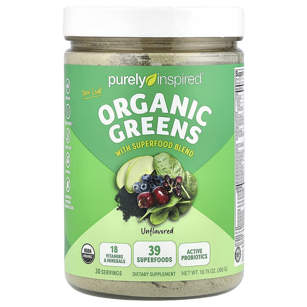 Organic Greens With Superfood Blend, Unflavored, 10.75 oz (305 g)