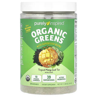 بيورلي إنسبايرد‏, Organic Greens with Superfood Blend, Tropical Mango Iced Tea, 11.08 oz (314 g)
