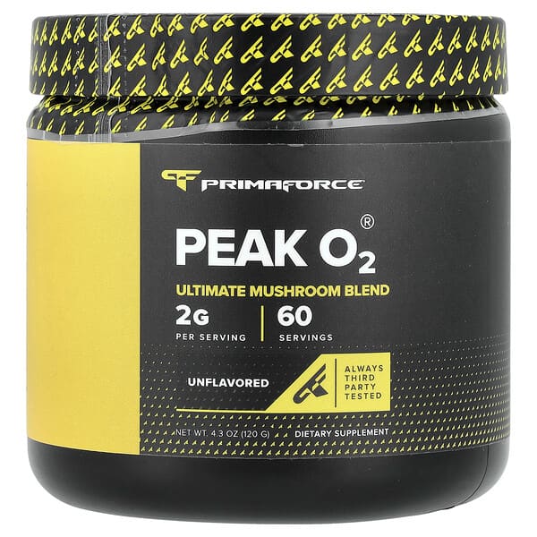 Primaforce, Peak O2®, 얼티밋 버섯 혼합물, 무맛, 120g(4.3oz)