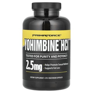Primaforce, Yohimbine HCI, Yohimbin HCI, 2,5 mg, 270 pflanzliche Kapseln (1,25 mg pro Kapsel)