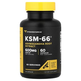 Primaforce, KSM-66, Extracto de raíz de ashwagandha, 600 mg, 60 cápsulas