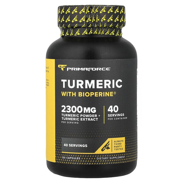 Primaforce, Kurkuma s Bioperine®, 120 kapslí