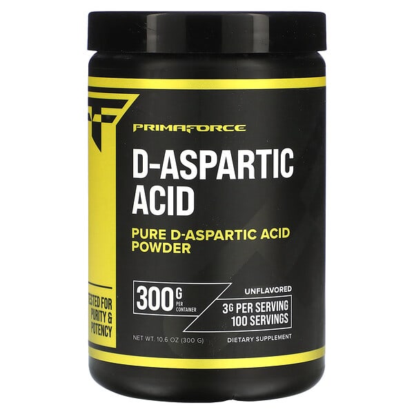 Primaforce, D-Aspartic Acid Powder, Unflavored, 10.6 oz (300 g)