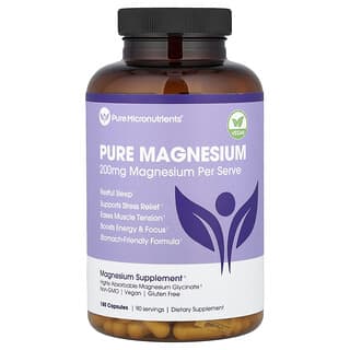 Pure Micronutrients, Magnesio puro, 180 cápsulas (200 mg por cápsula)