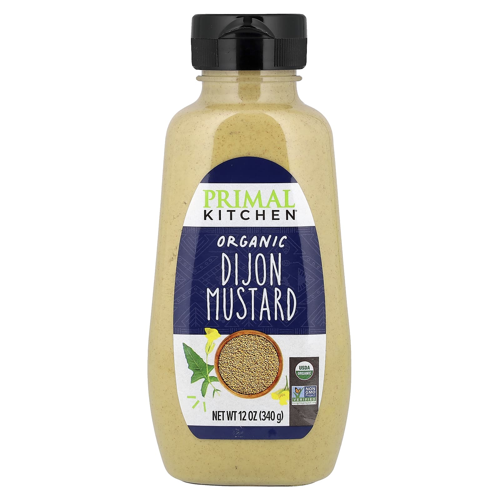 Mustard pot 花柄のマスタードポット　ディジョン　DIJON オーガニック ディジョン マスタード、340g（12オンス）
