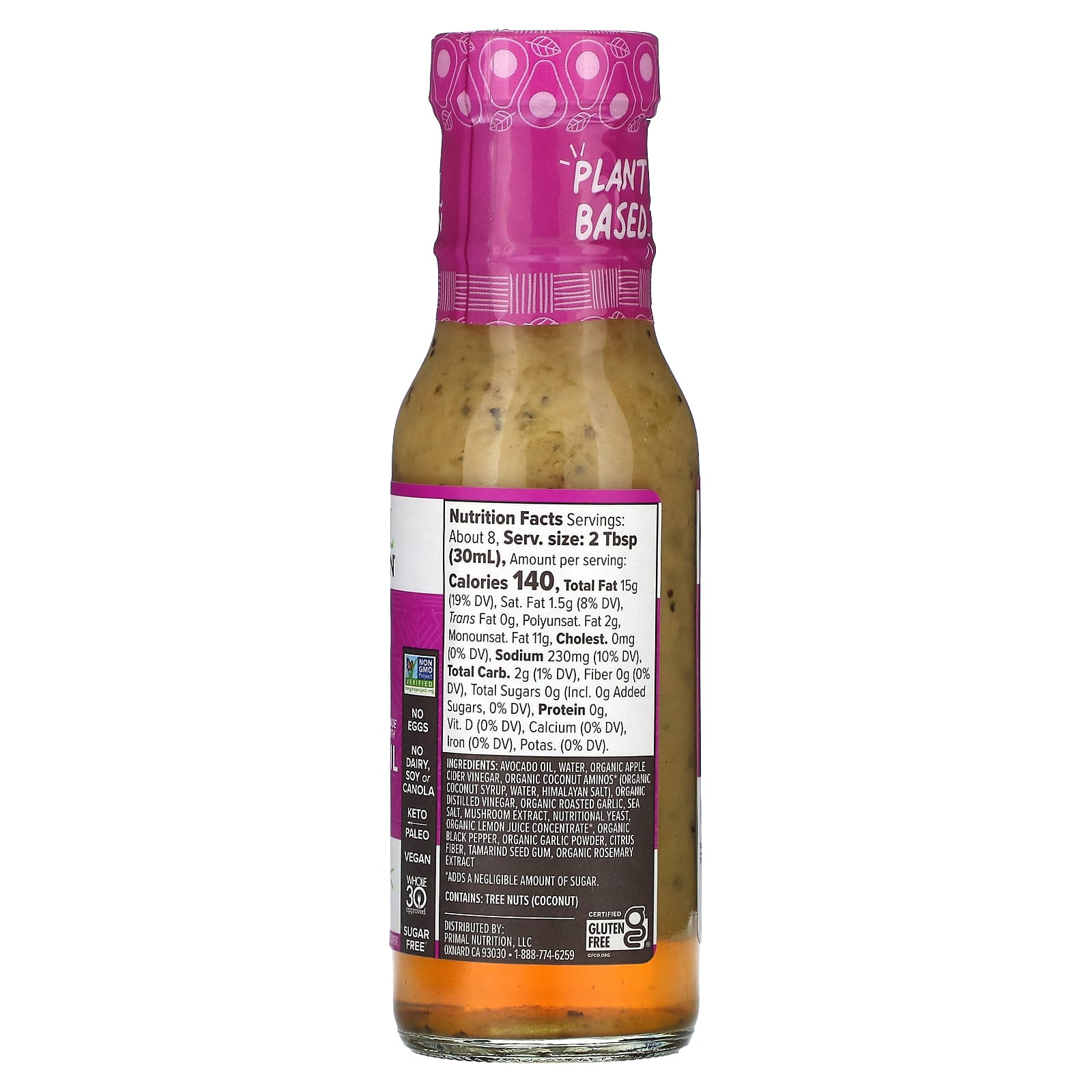 Primal Kitchen Plant Based Caesar Dressing Marinade 8 Fl Oz 236 Ml   13 