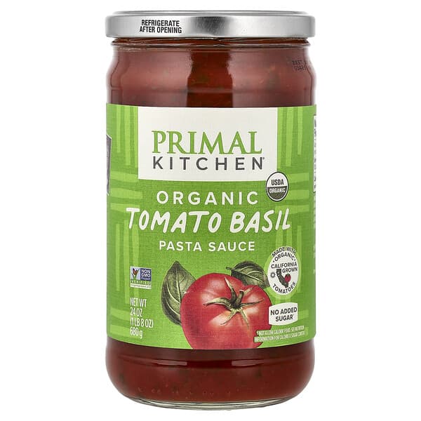 Primal Kitchen, Pasta Sauce, Organic Tomato Basil, 24 oz (680 g)