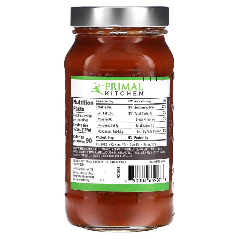 Primal Kitchen Marinara Sauce, Tomato Basil - 24 oz