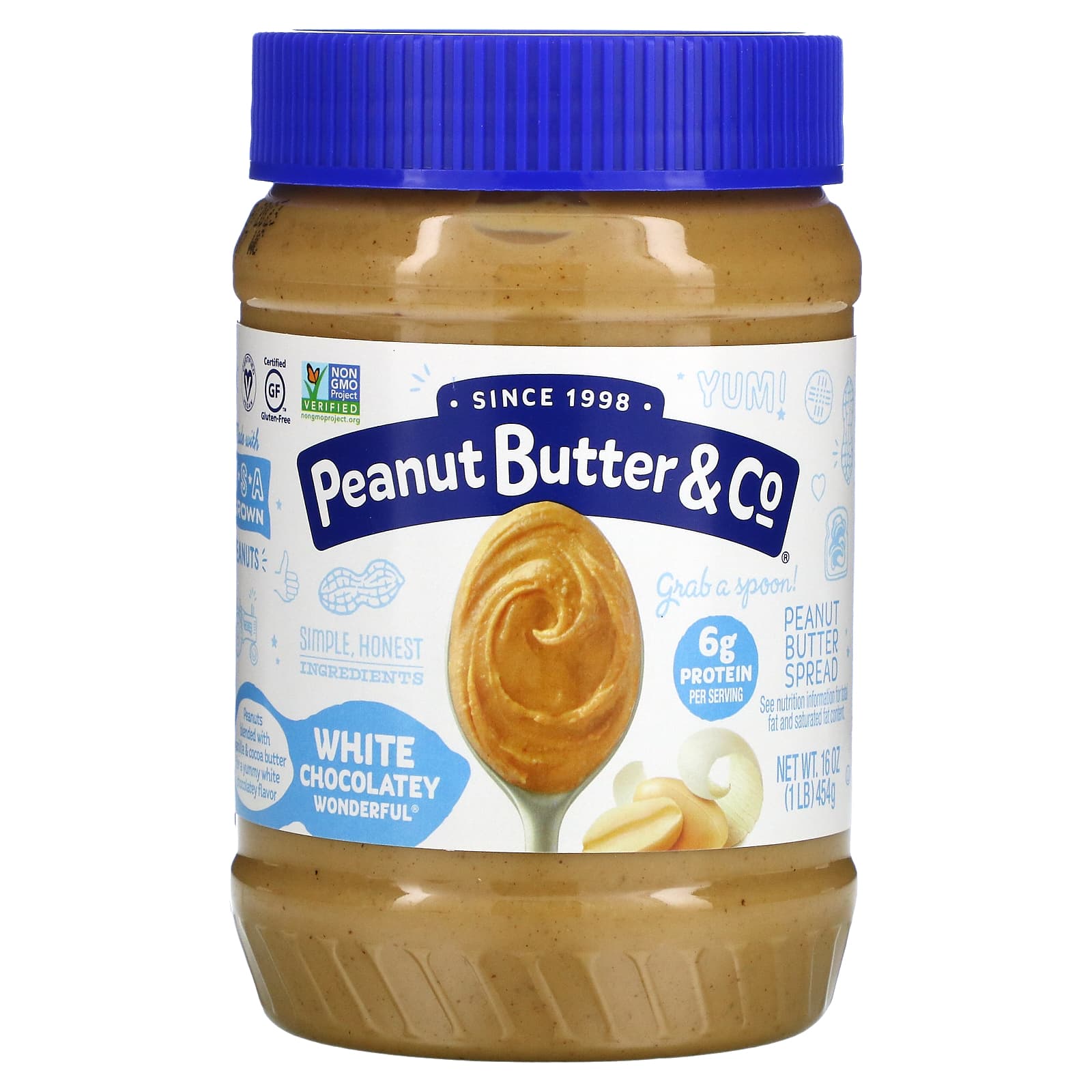 Manteiga de Amendoim com Chocolate Branco, White Chocolate Wonderful, 454 g  (16 oz)