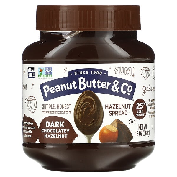 Peanut Butter & Co., ヘーゼルナッツスプレッド, ダークチョコレートヘーゼルナッツ, 369g（13 oz）