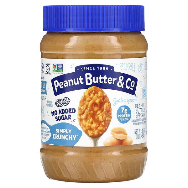 Peanut Butter & Co., Simply Crunchy, Erdnussbutteraufstrich, ohne Zuckerzusatz, 454 g (16 oz.)