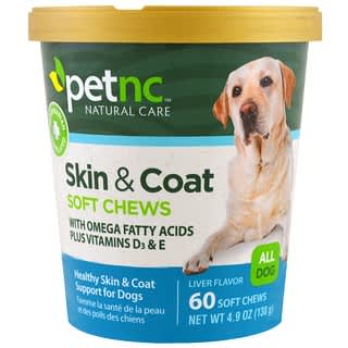 petnc NATURAL CARE, Skin & Coat, Liver Flavor, All Dog, 60 Soft Chews