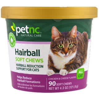 petnc NATURAL CARE, Boule de poils - éléments à mâcher, Tous les chats, Goût poulet et fromage, 90 éléments à mâcher