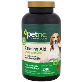 petnc NATURAL CARE, Suplemento calmante, alivio del estrés y la ansiedad en los perros, sabor a hígado, 240 pastillas blandas masticables