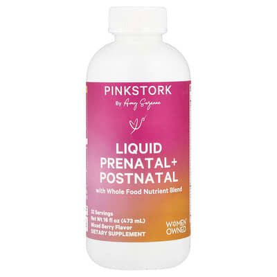 Pink Stork, Prenatal and Postnatal Liquid Nutrition, Mixed Berry Flavor, 16 fl oz (473 ml)
