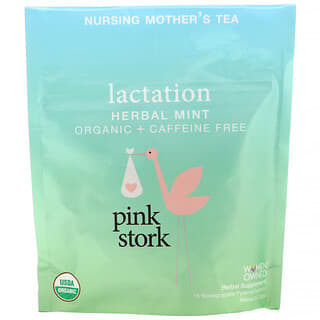 Pink Stork, Lactation, Organic Nursing Mother's Tea, Herbal Mint,  Caffeine Free, 15 Biodegradable Sachets