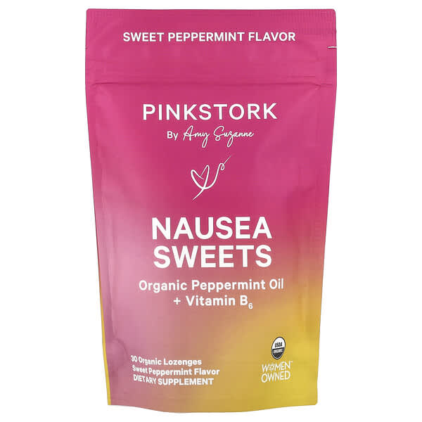 Pink Stork Nausea Sweets, Sweet Peppermint, 30 Organic Lozenges