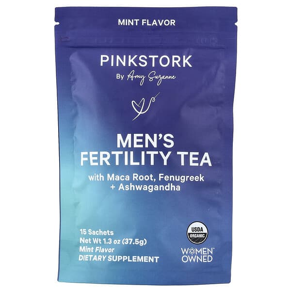 Pink Stork, Men's Fertility Tea, Mint, 15 Sachets, 1.3 oz (37.5 g)