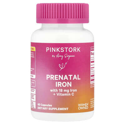 Pink Stork, Prenatal Iron Supplement with Vitamin C, 60 Capsules