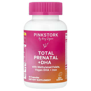 Pink Stork, Suplemento prenatal total con DHA, Menta, 60 cápsulas