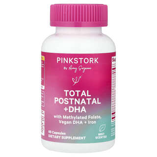Pink Stork, Suplemento postnatal total con DHA, Menta, 60 cápsulas