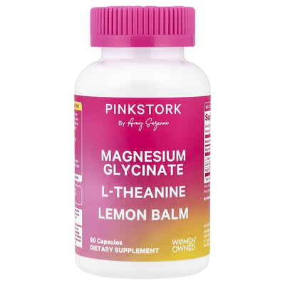 Pink Stork, Magnesium Glycinate + L-Theanine + Lemon Balm, 90 Capsules