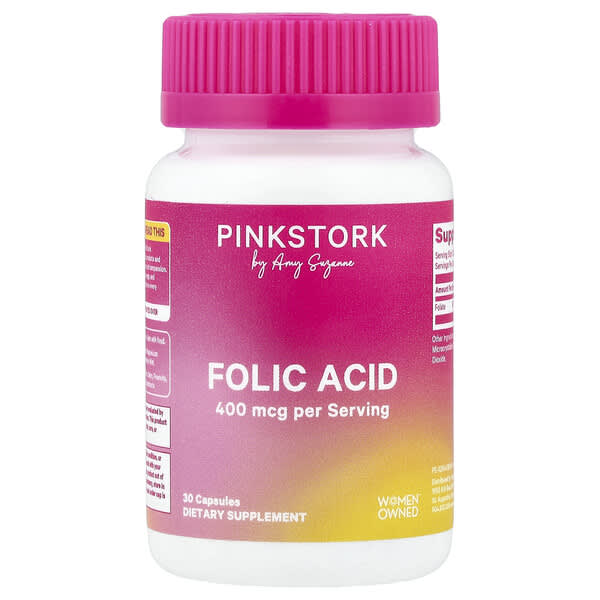Pink Stork Folic Acid, 400 mcg, 30 Capsules