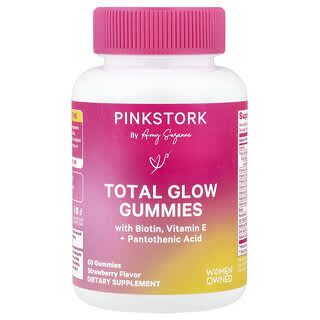 Pink Stork, Total Glow Gummies, Aardbei, 60 Gummies
