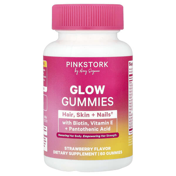 Pink Stork, Glow Gummies, 딸기 맛, 구미젤리 60개