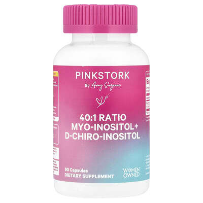 Pink Stork, 40:1 Myo-Inositol + D-Chiro-Inositol, 90 Capsules