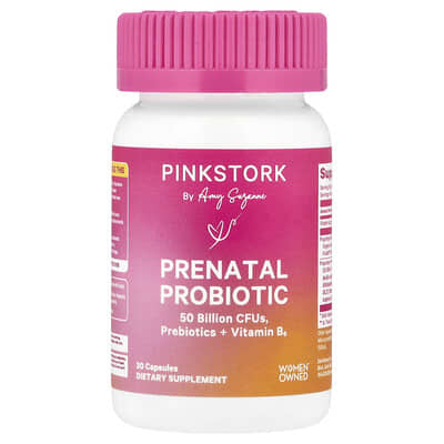 Pink Stork, Prenatal Probiotic + Vitamin B6, 30 Capsules