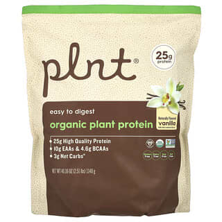 Plnt, 有機植物蛋白質，香草味，2.51 磅（1140 克）