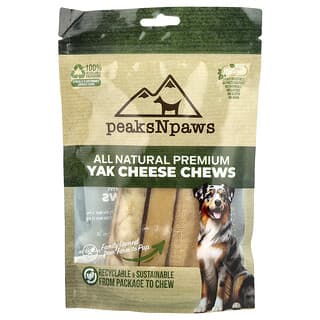 peaksNpaws, Fromage de yak premium entièrement naturel à mâcher, moyen, 3 friandises à mâcher, 200 g