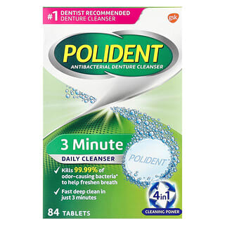 Polident, Agente de limpieza antibacteriano para dentaduras postizas, 84 comprimidos