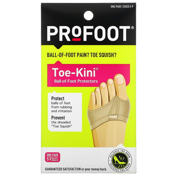 Profoot, Toe-Kini, Ball-Of-Foot Protectors, Sizes 5-9, 1 Pair