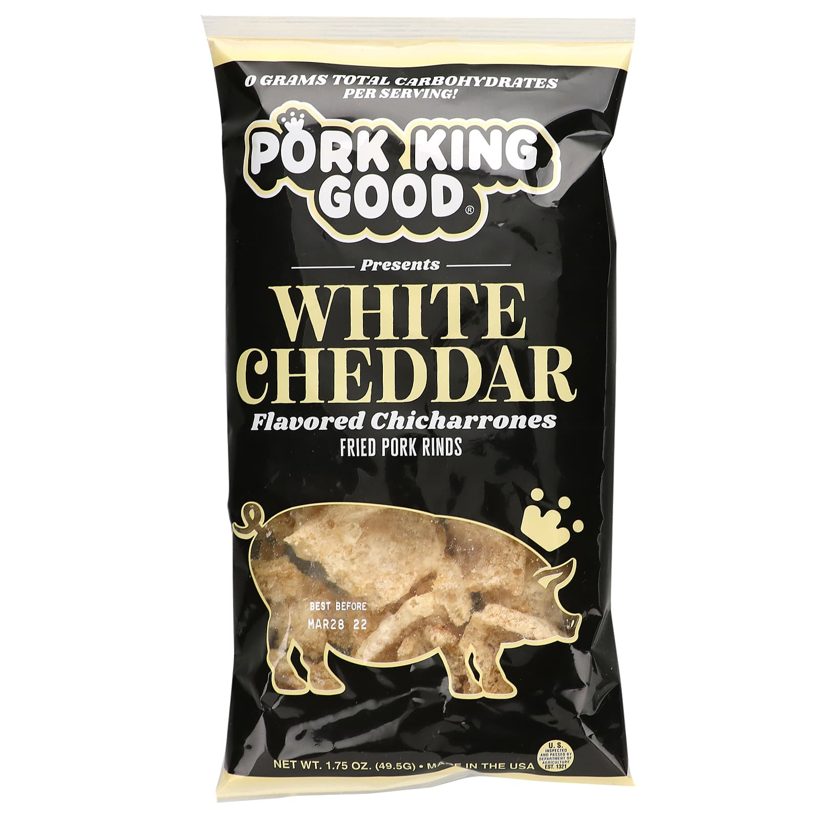 Pork King Good, Flavored Chicharrones, White Cheddar, 1.75 oz (49.5 g)