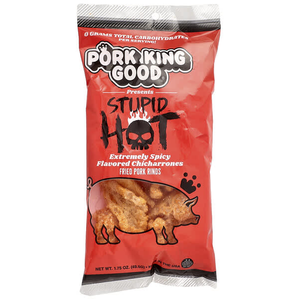 Pork King Good, Flavored Chicharrones, Stupid Hot, Extremely Spicy, 1.75 oz (49.5 g)