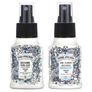 Poo-Pourri, On-The-Go Air Necessities, Home & Bathroom Stink-Stopping Set, Fresh Air, 2 Bottles, 1.4 fl oz (41 ml) Each