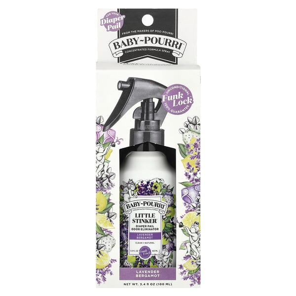 Poo-Pourri、Baby-Pourri™、Little Stinker™、おむつ用消臭剤、ラベンダーベルガモット、3.4 液量オンス (100 ml)