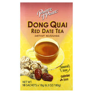 Prince of Peace, Bebida instantánea, Té rojo de dátiles Dong Quai, Sin cafeína`` 10 sobres, 180 g (6,3 oz)