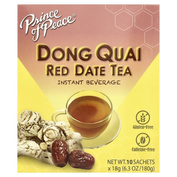 Instant Beverage, Dong Quai Red Date Tea, Caffeine Free, 10 Sachets, 18 g Each