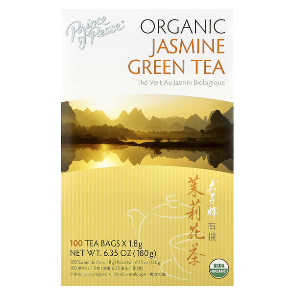 Prince of Peace, 유기농 자스민 녹차, 티백 100개, 180g(6.35oz)