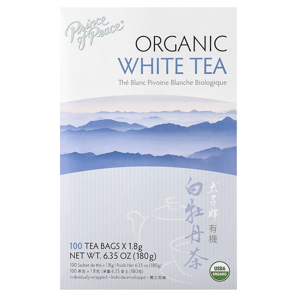 Prince of Peace, 100% 유기농 백차, 티백 100개, 180g(6.35oz)