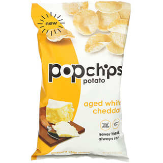 Popchips, ポテトチップス、熟成ホワイトチェダー、142g（5オンス）