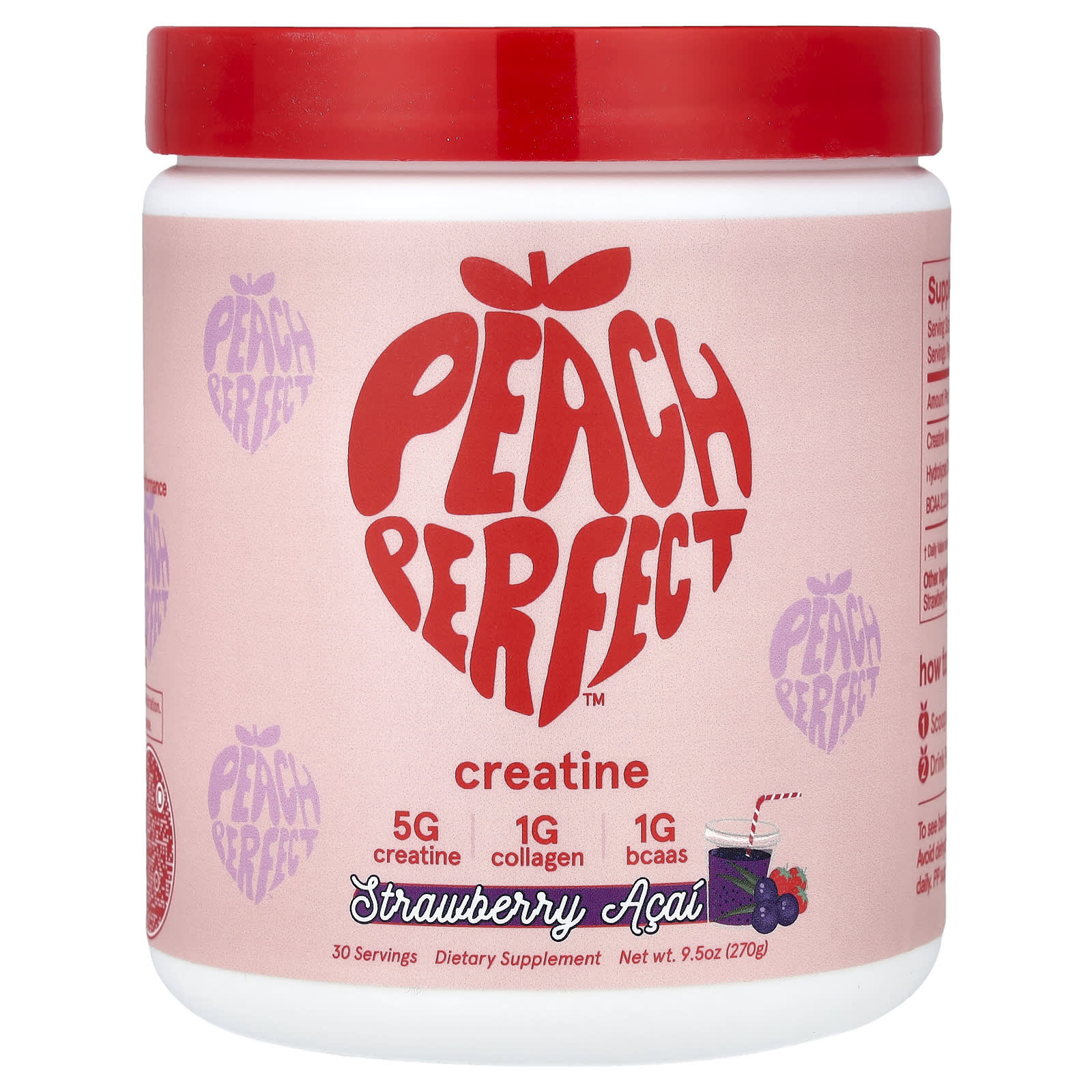 Peach Perfect, креатин, клубника и асаи, 270 г (9,5 унции)