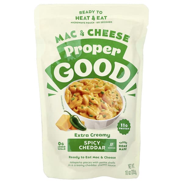 Proper Good, Ready to Heat & Eat, Mac & Cheese, Spicy Cheddar, Medium, 10 oz (283 g)