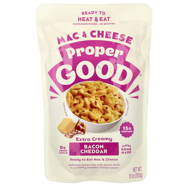 Proper Good, Ready to Heat & Eat, Mac & Cheese, Bacon Cheddar, 10 oz (283 g)