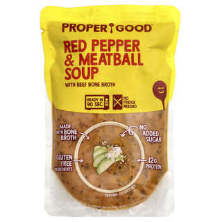 Proper Good, Inc, Soupe au piment rouge, aux boulettes de viande et au bouillon d'os de bœuf, 340 g